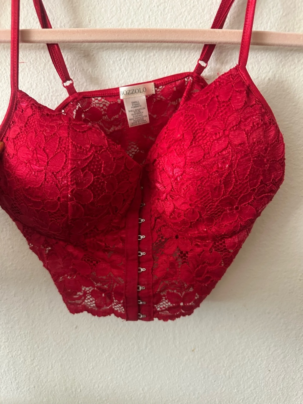 Bozzolo Red Floral Lace Front-Hook Bralette